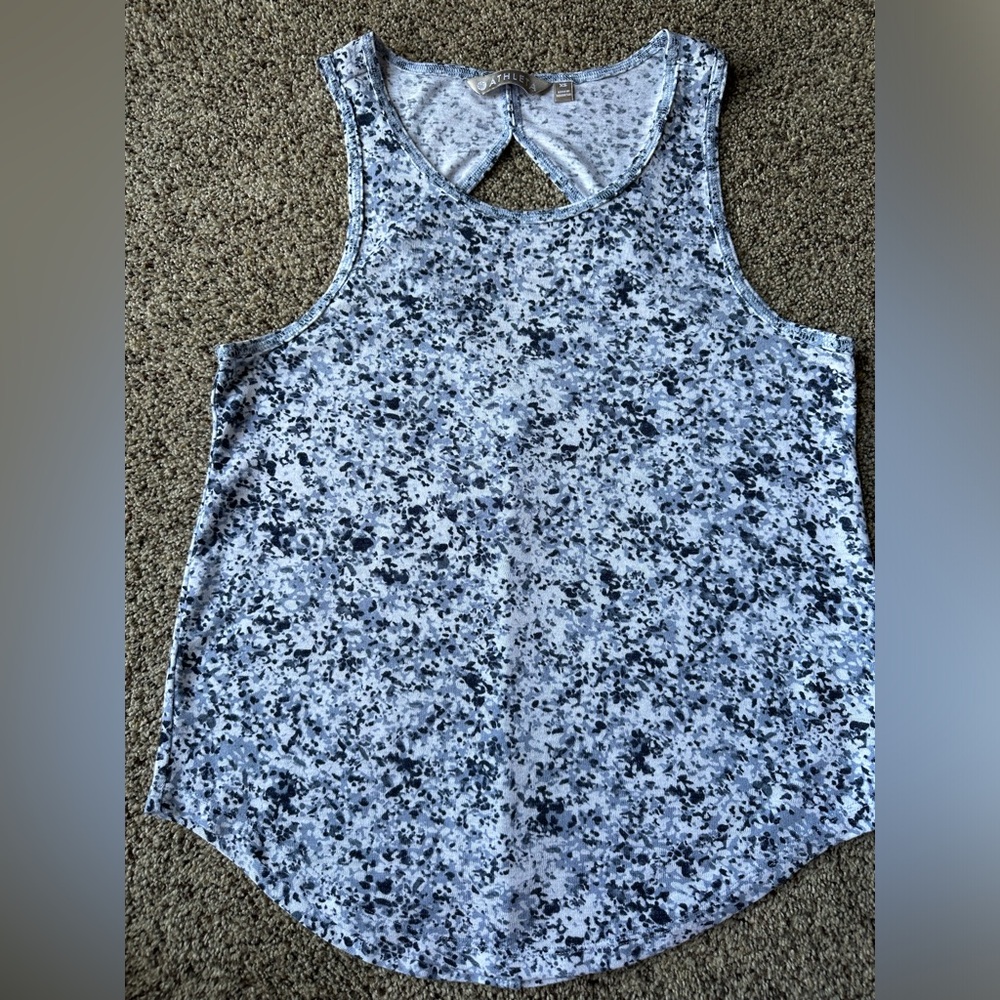 Athleta Breezy Cut-Out Racerback Top Speckle Print Blue
